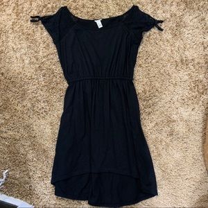 Black Dress with Tied Sleeves